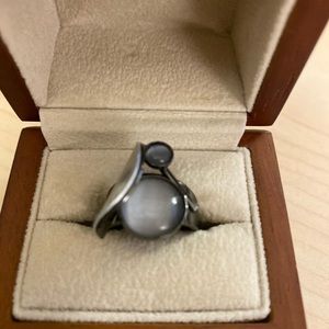 Modern Stainless Steel Smoky Stone Ring
